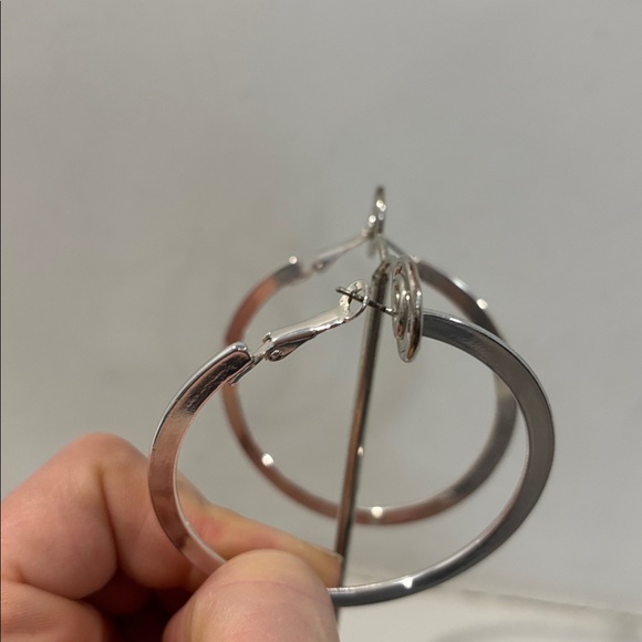 Silver Large Hoop Earrings Classic Polished Statement Lightweight Chic - Picture 12 of 12